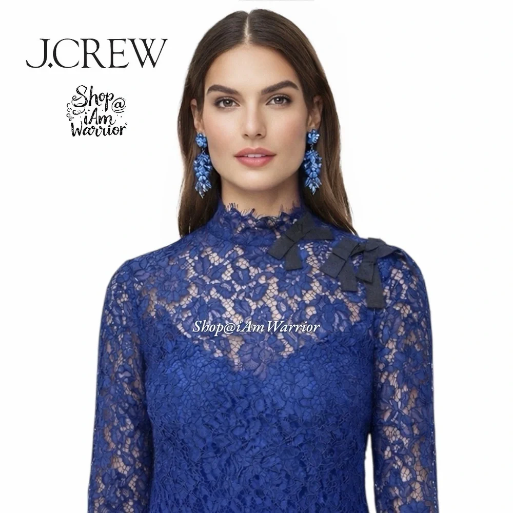 J.Crew NWT sapphire blue eyelash lace bow blouse *shop@iamwarrior